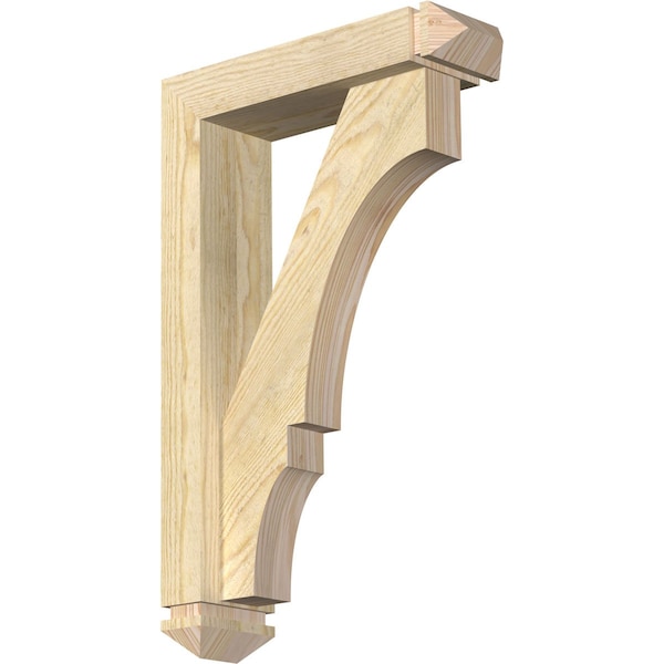 Ekena Millwork Balboa Arts and Crafts Rough Sawn Bracket w/ Offset Brace, Douglas Fir, 4"W x 14"D x 22"H BKT0402X14X22BOA03RDF - main